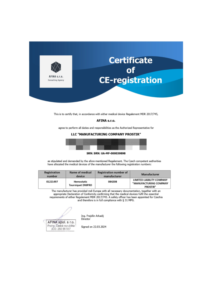 Certificate of CE-registration