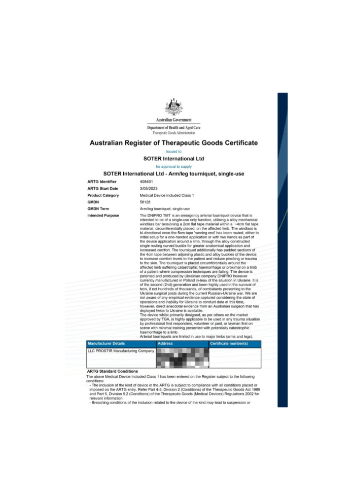 Australian Register of Therapeutic Goods Certi...